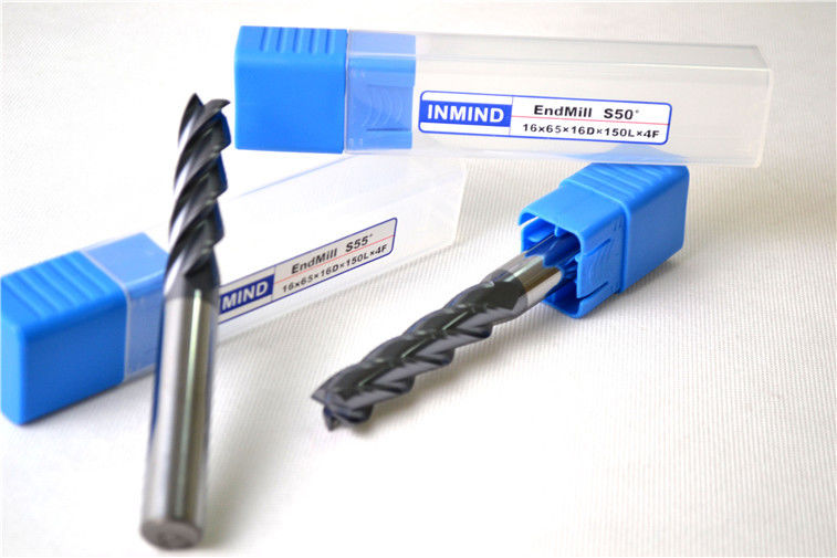 Mirco の TiAlN の固体炭化物の正方形のエンド ミル HRC50 の長いフルートは CNC の製粉のために塗りました